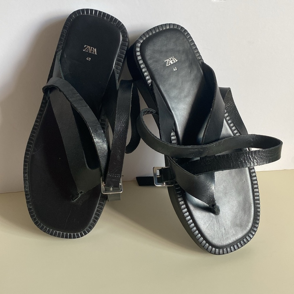 Women's Black Strappy around ankle Sandals by Zara - Picture 3 of 4